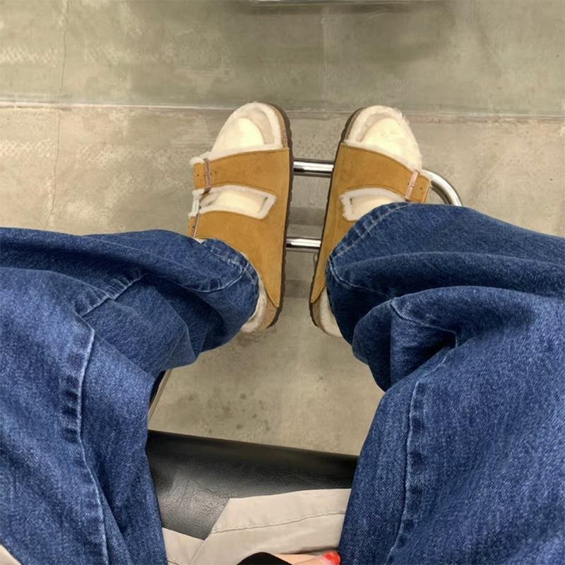 Wool Buckle Slippers