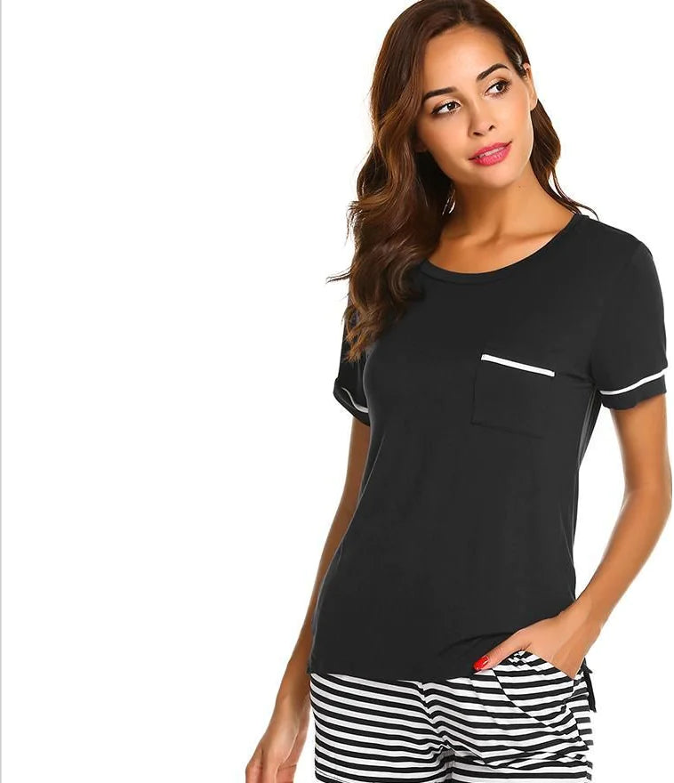 Striped Pajama Set for Women with Shorts