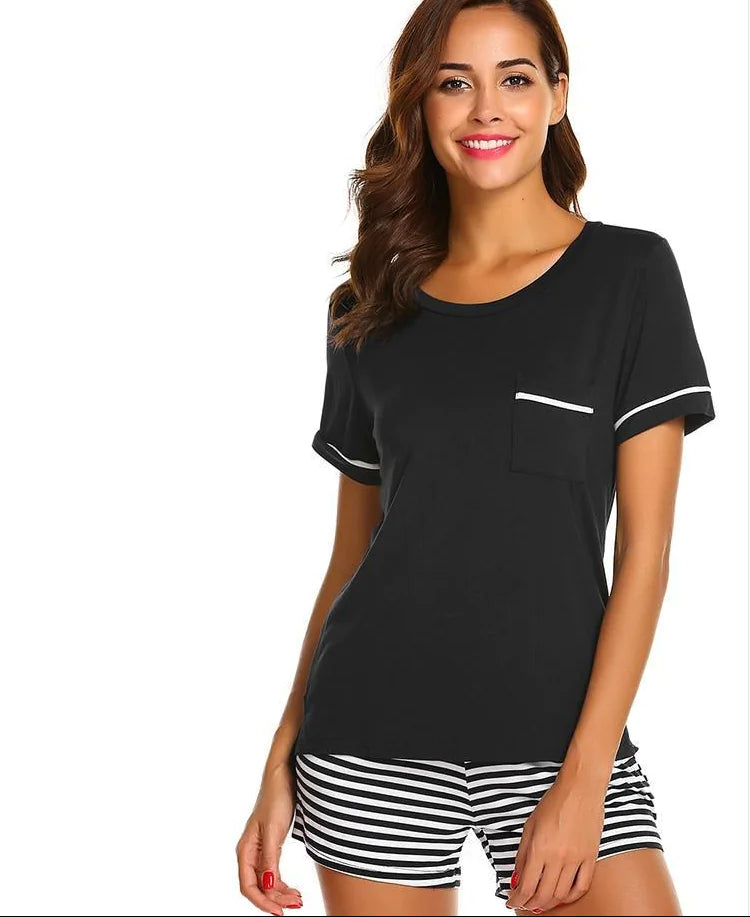 Striped Pajama Set for Women with Shorts