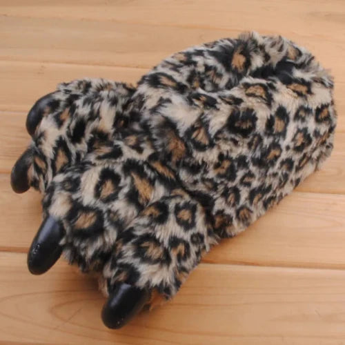 Cartoon Leopard Dinosaur Paw Slippers