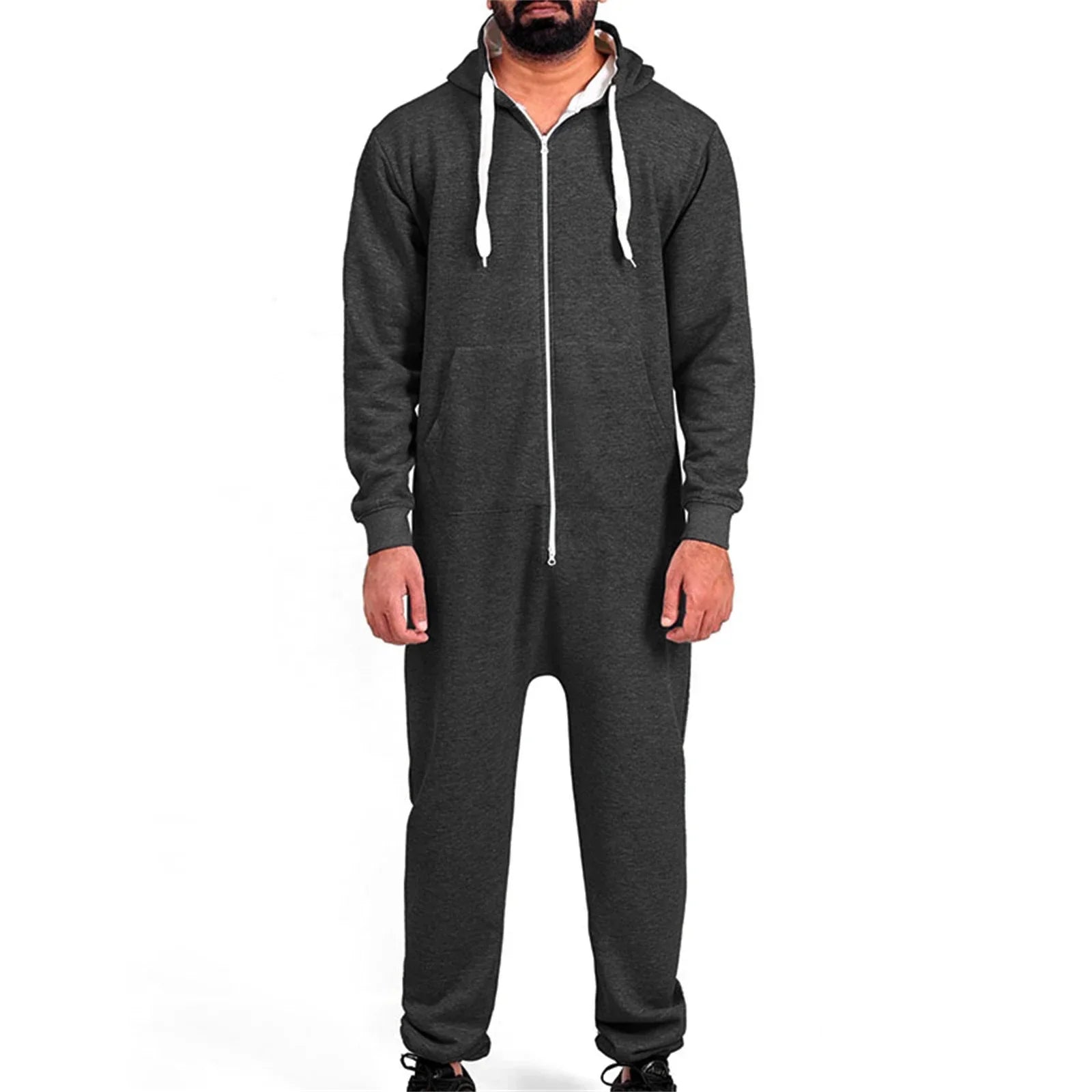 Mens Hooded Jumpsuit with Pockets