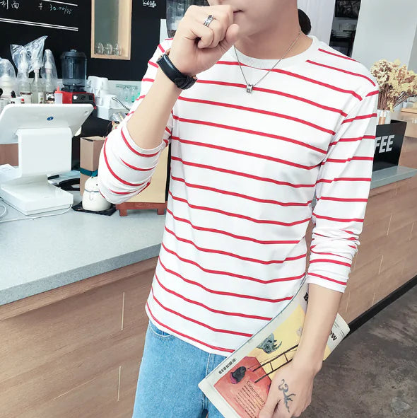 Mens Hooped Long Sleeved Tee