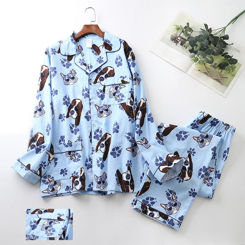 Men's Printed Long Sleeve Pajama Set with Trousers