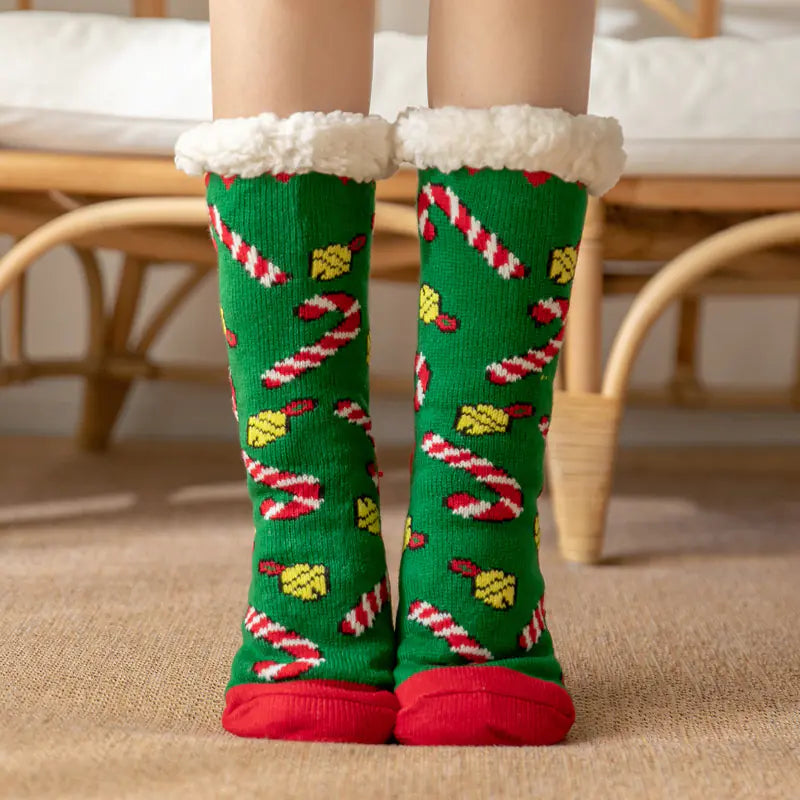 Winter Christmas Plush Coral Fleece Home Socks