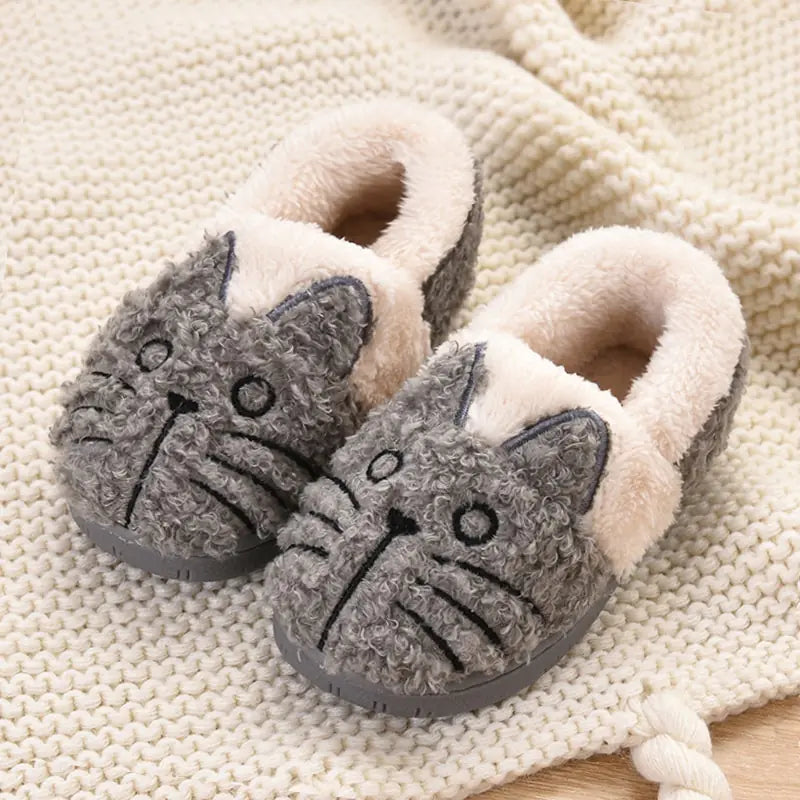 Kids' Cotton Slippers with Cat Design