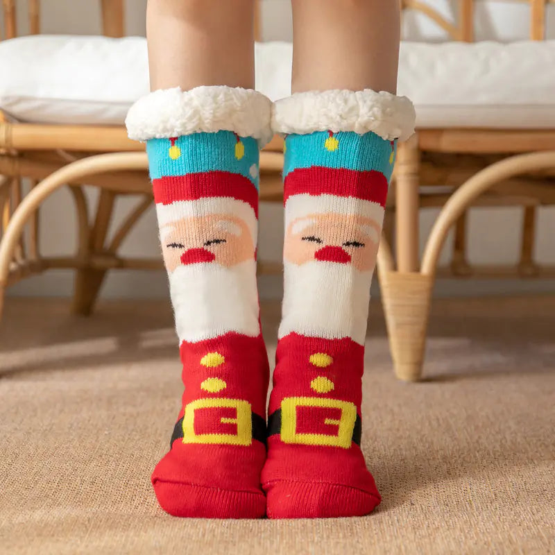 Winter Christmas Plush Coral Fleece Home Socks