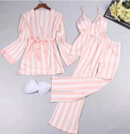 Stripped Silk Pajama Set
