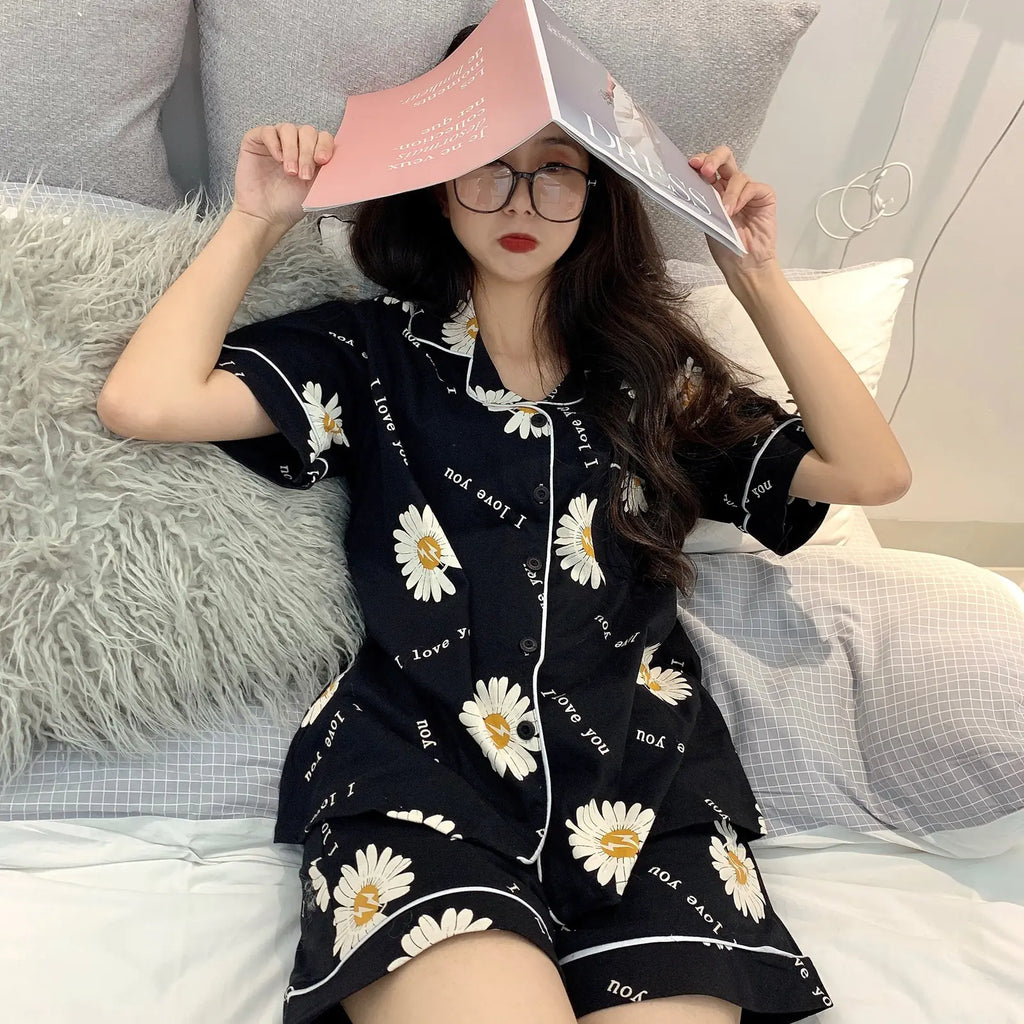 Cotton Daisy Short Sleeve Pajama Set