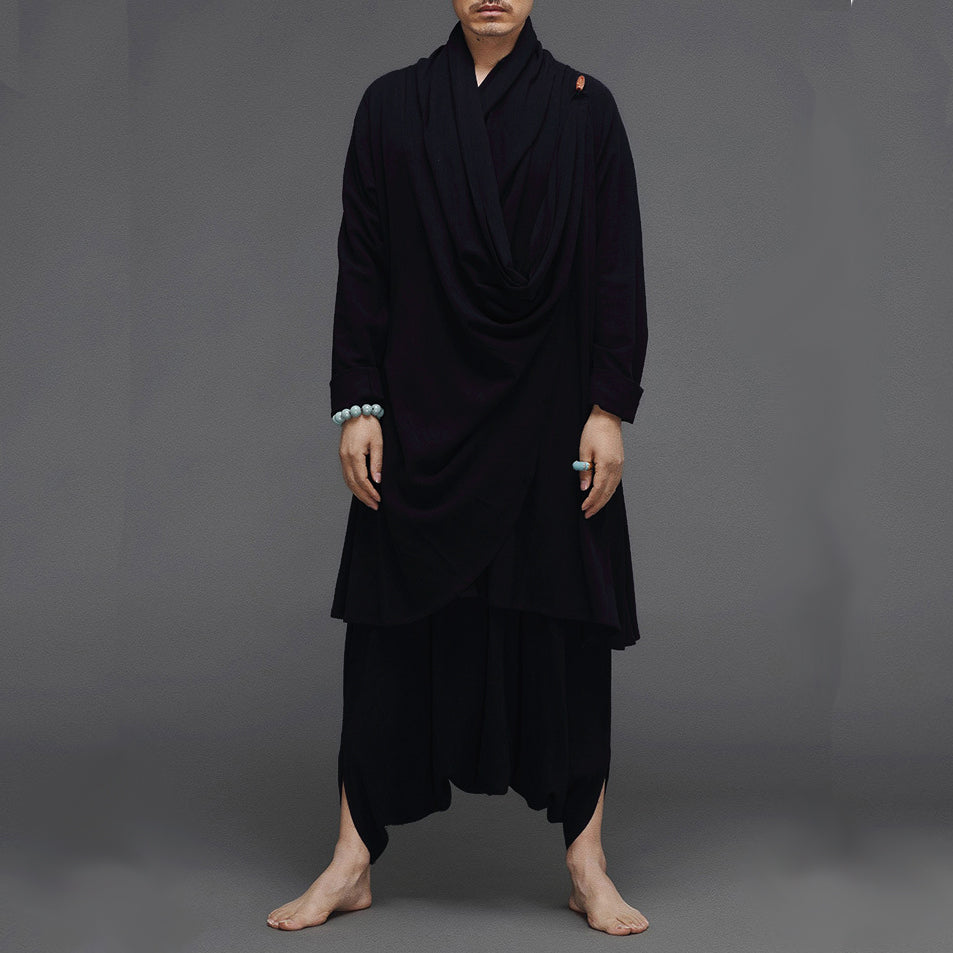 Long Ethnic Linen Cloak Set