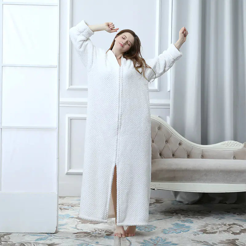 Unisex Long Zipper Bathrobe