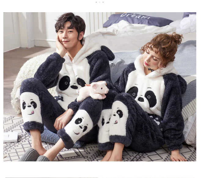 Couple's Coral Fleece Pajamas Set