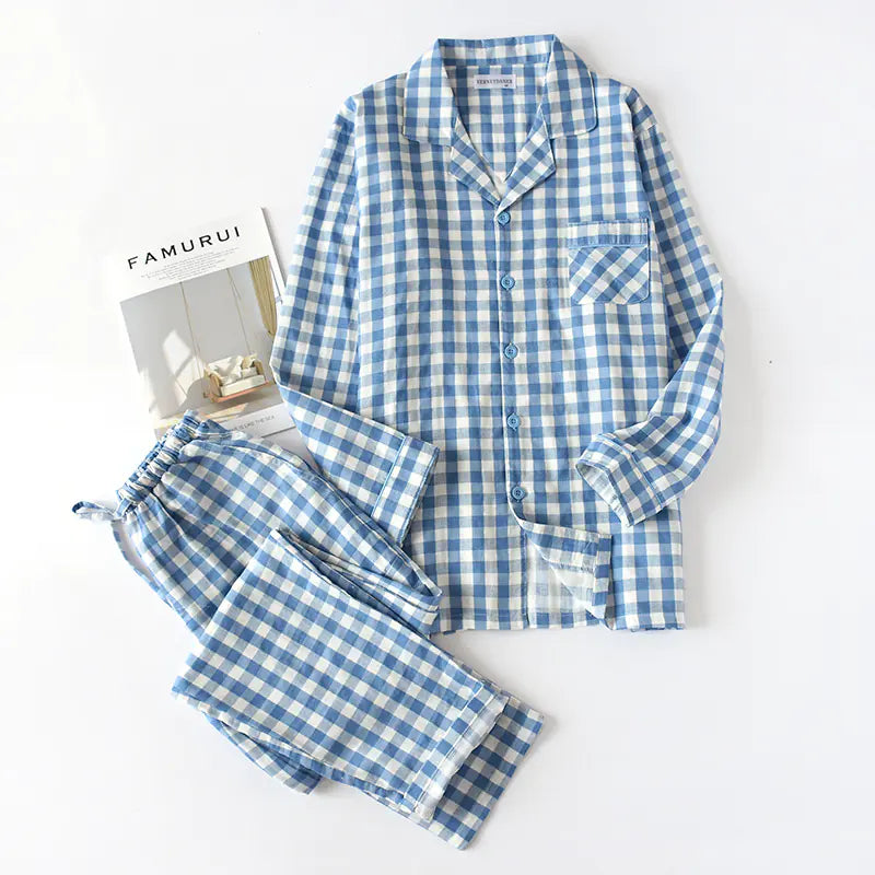 Cotton Plaid Pajama Set for Couples