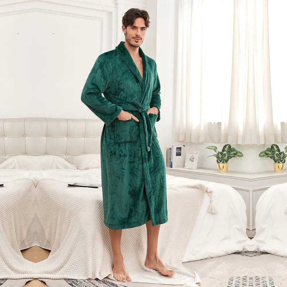 Unisex Long Flannel Bathrobe