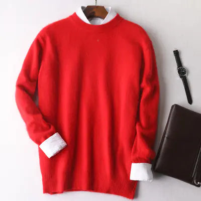 Men's Mink-Wool Round Neck Sweater