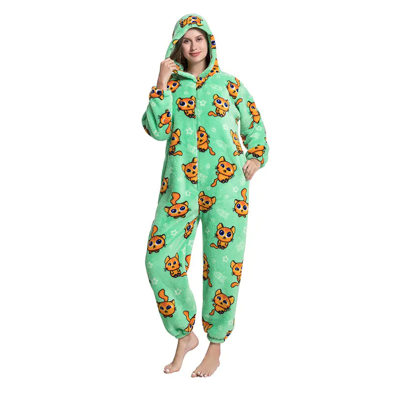 Cute Cartoon Animal Onesie Fleece Pajamas