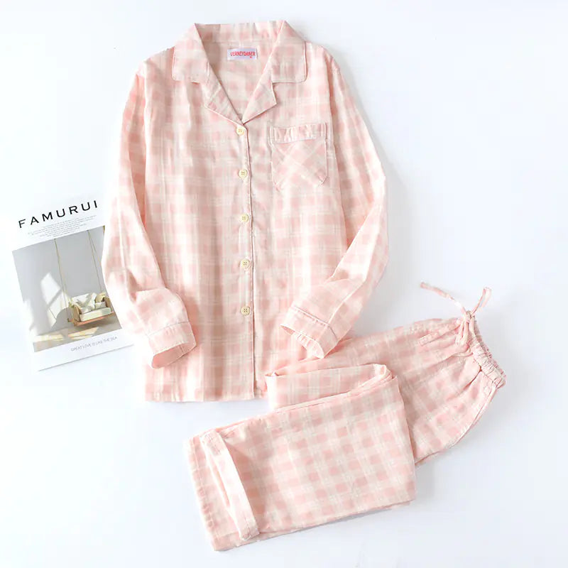 Cotton Plaid Pajama Set for Couples