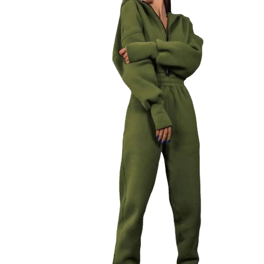 Women's Hooded Jumpsuit Outfit Set