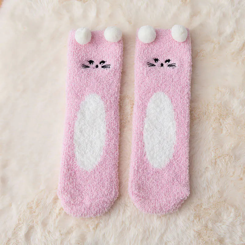 Women's Cartoon Coral Fleece Thick Warm Socks