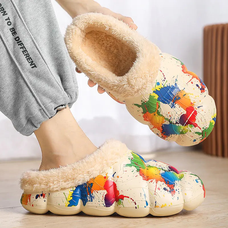 Fleece-lined Contrast Slippers