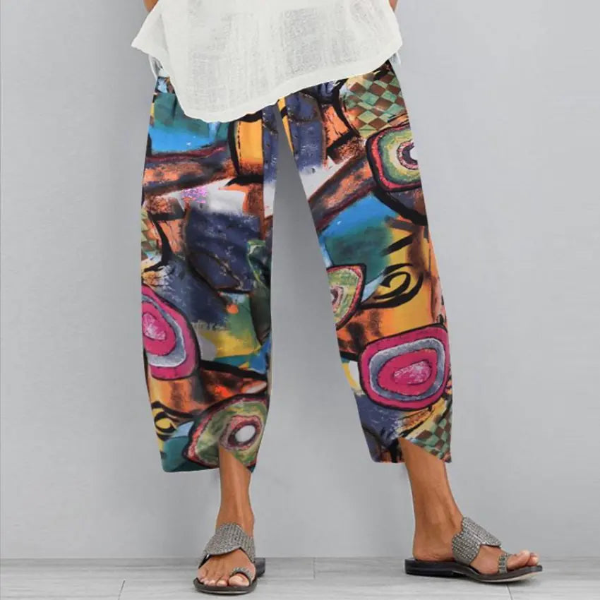 Women's Dandelion Print Wide Leg Pants
