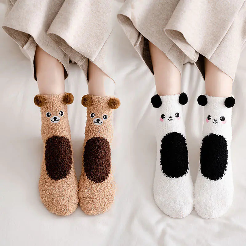 Women's Cartoon Coral Fleece Thick Warm Socks