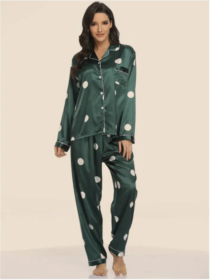 Ladies Stretch Satin Pyjama Set
