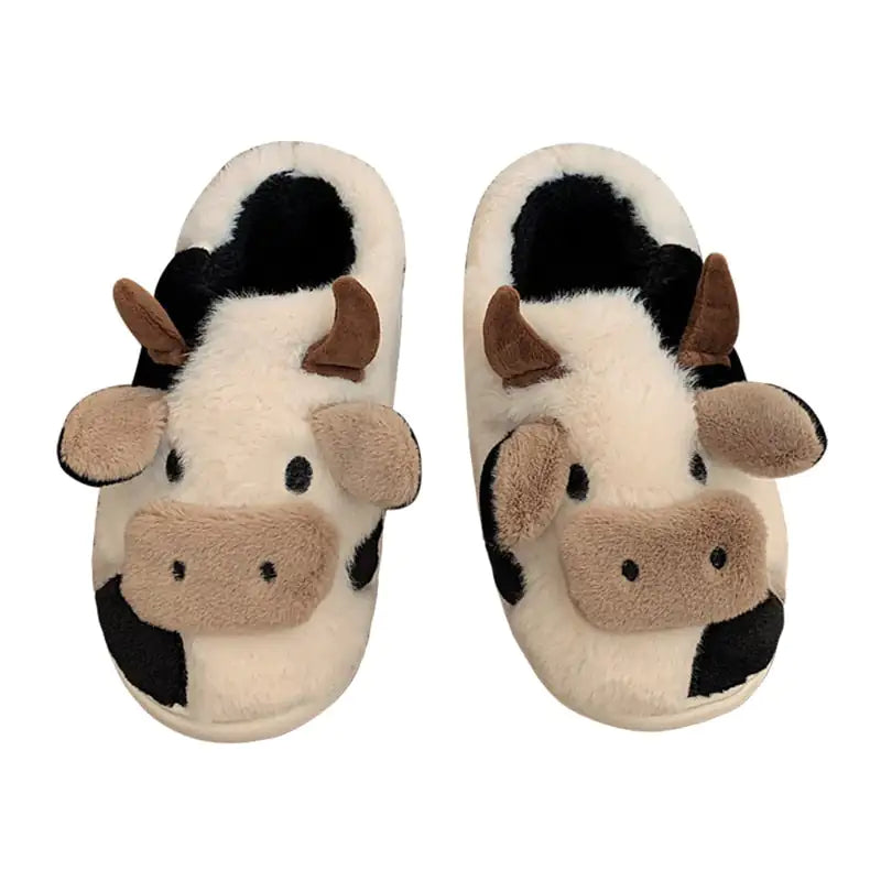 Cartoon Cow Fur Cotton Slippers