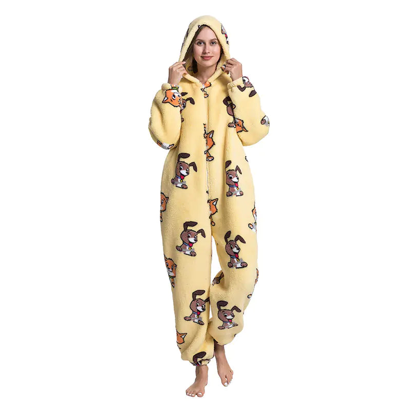 Cute Cartoon Animal Onesie Fleece Pajamas