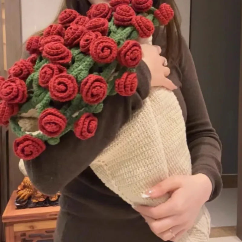 Flower Bouquet Blanket, Finished Rose Blanket, Handmade Weaving