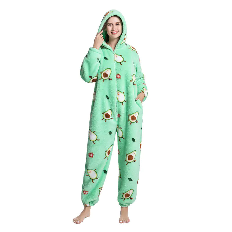 Cute Cartoon Animal Onesie Fleece Pajamas