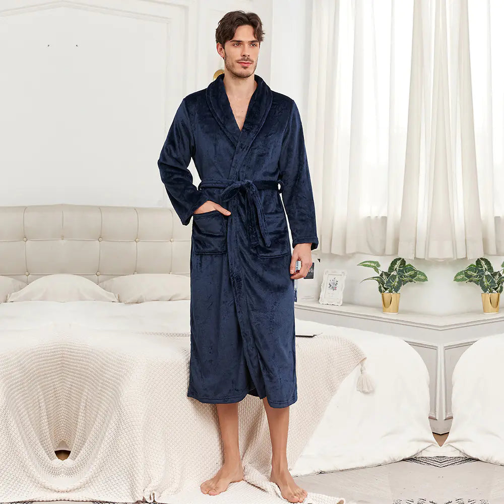 Unisex Long Flannel Bathrobe