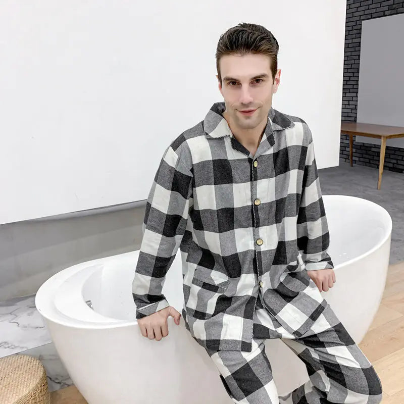 Men's Warm Flannel Pajama Suit