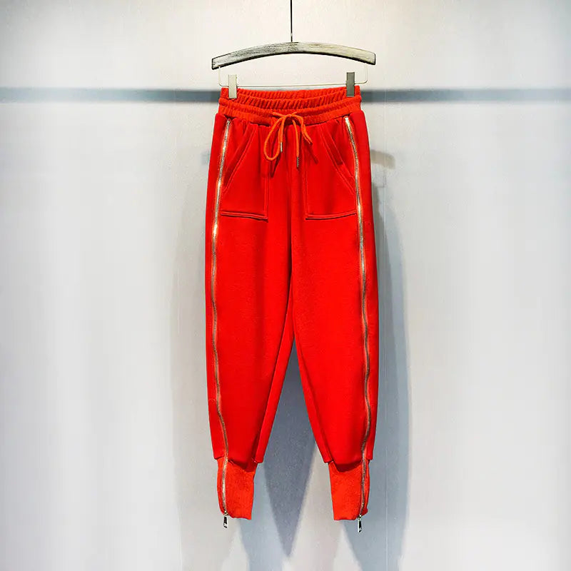 Ladies Zip Fleece Jogger Pants