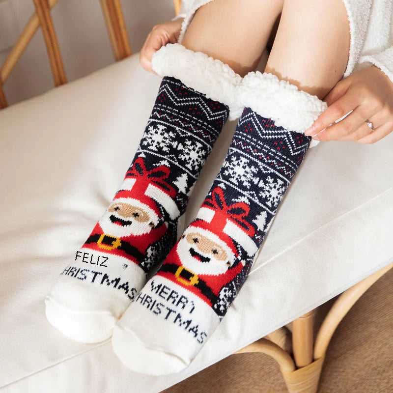 Winter Christmas Plush Coral Fleece Home Socks