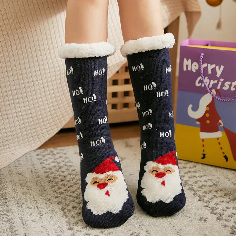Winter Christmas Plush Coral Fleece Home Socks