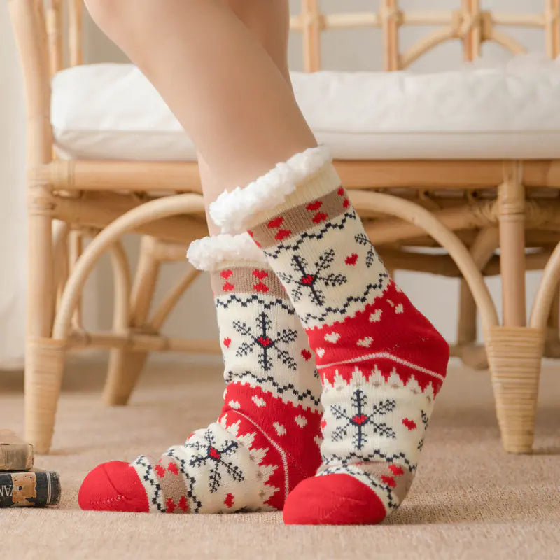 Winter Christmas Plush Coral Fleece Home Socks