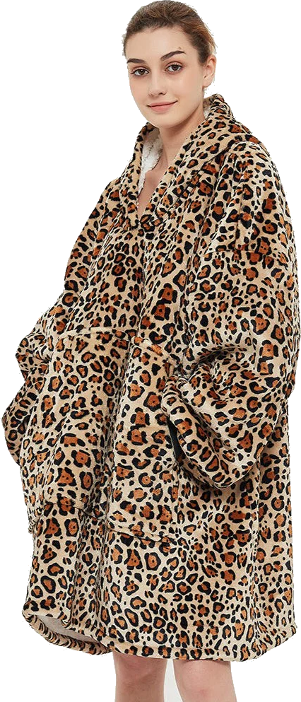 Adult Unisex Flannel Lazy Blanket Hooded Blanket