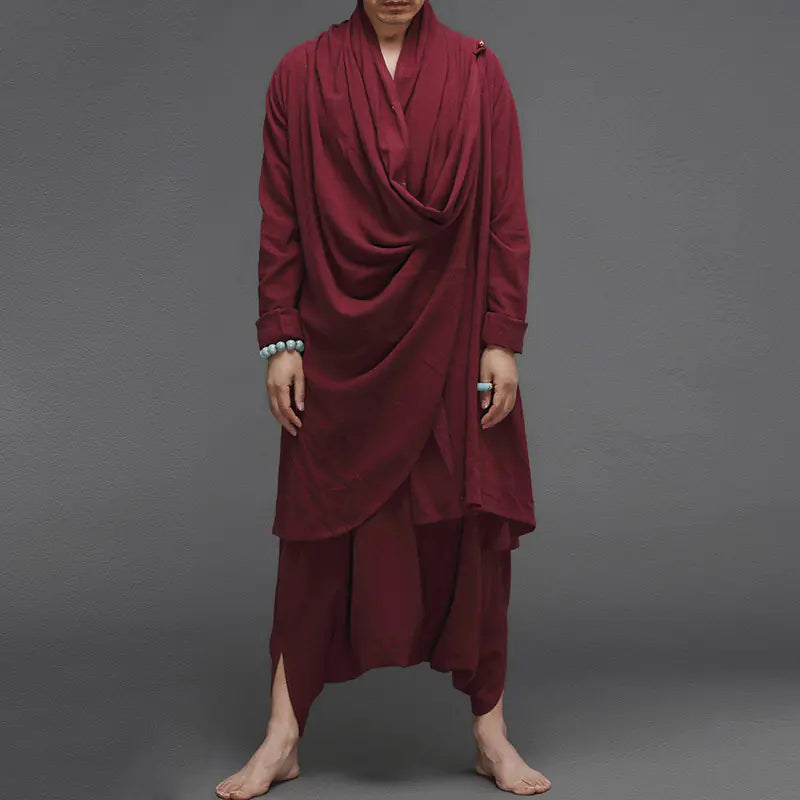 Long Ethnic Linen Cloak Set