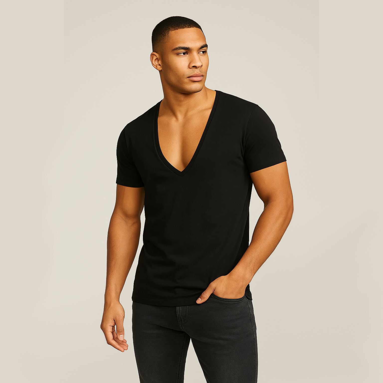 Slim Fit Deep V-Neck Tee