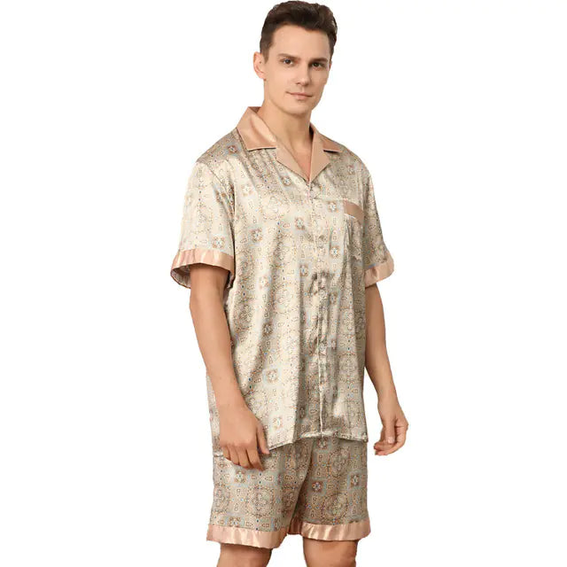 Men's Satin Short Sleeve Pajama Set