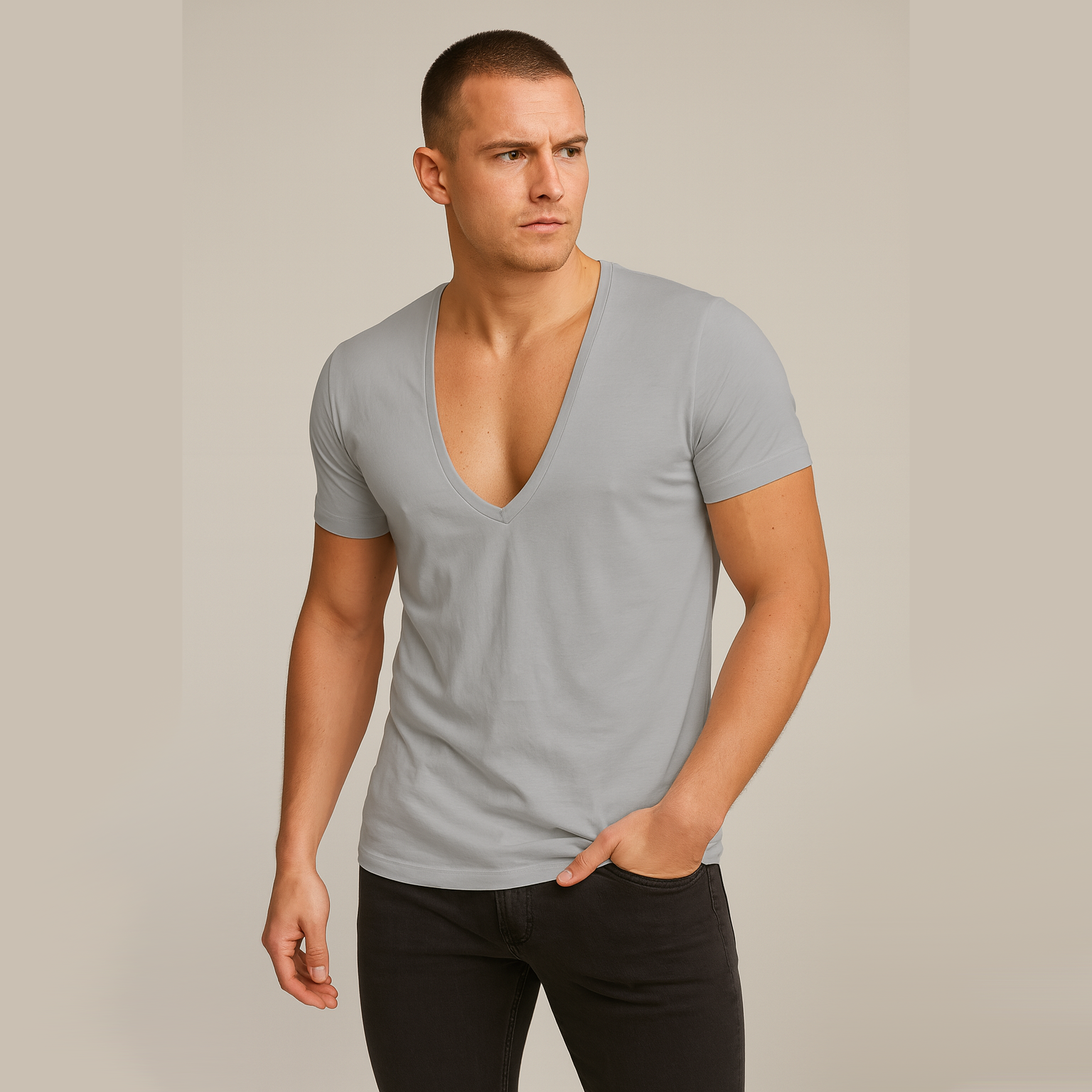 Slim Fit Deep V-Neck Tee