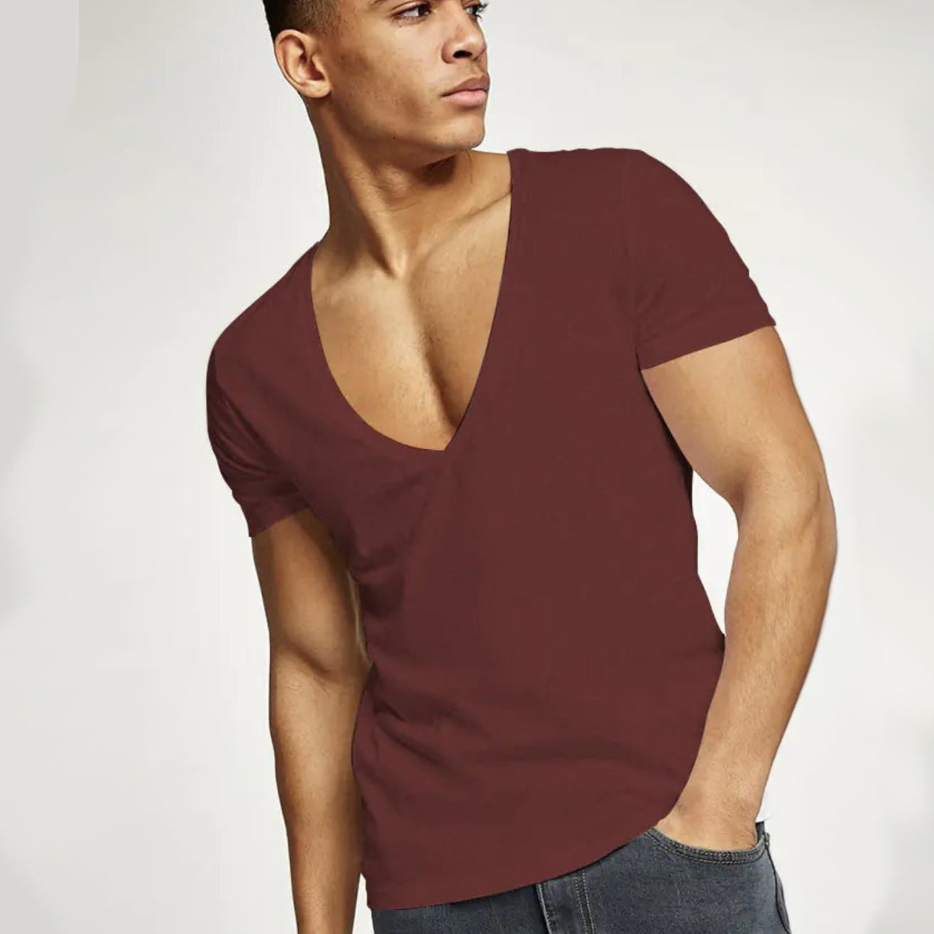 Slim Fit Deep V-Neck Tee