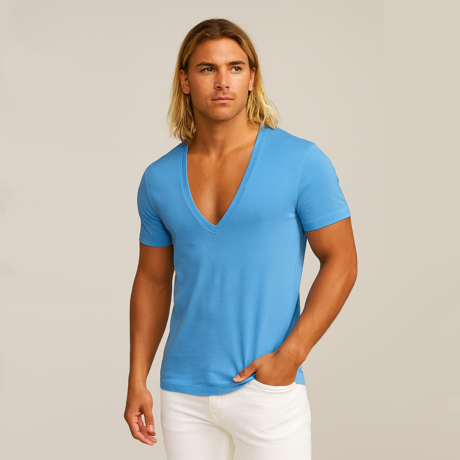 Slim Fit Deep V-Neck Tee