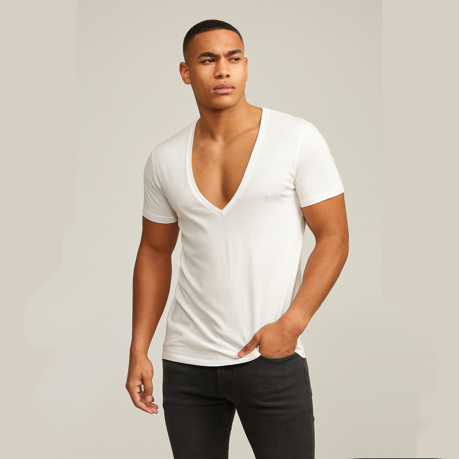 Slim Fit Deep V-Neck Tee
