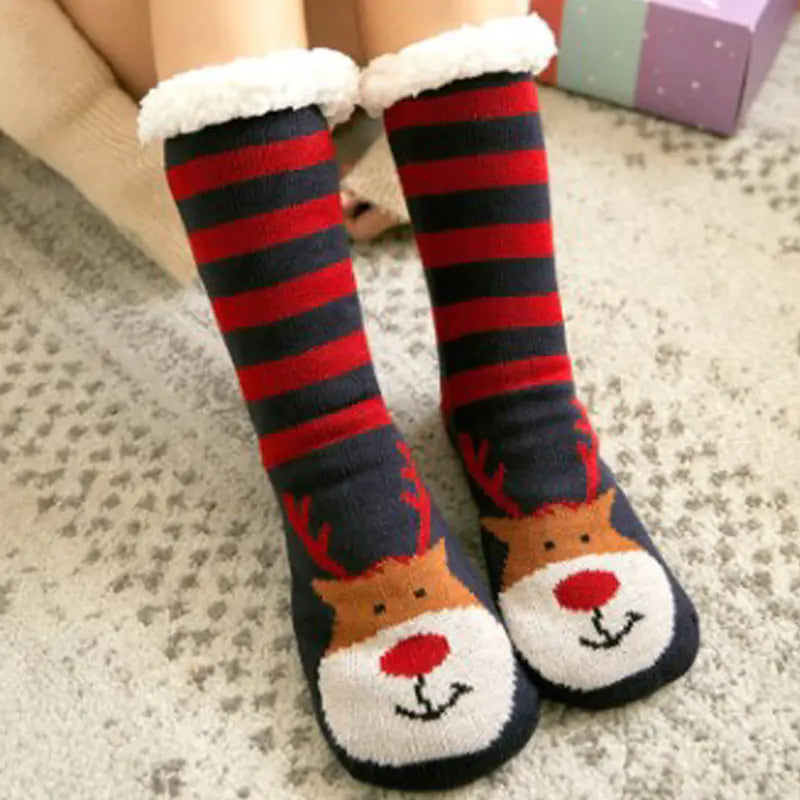 Winter Christmas Plush Coral Fleece Home Socks