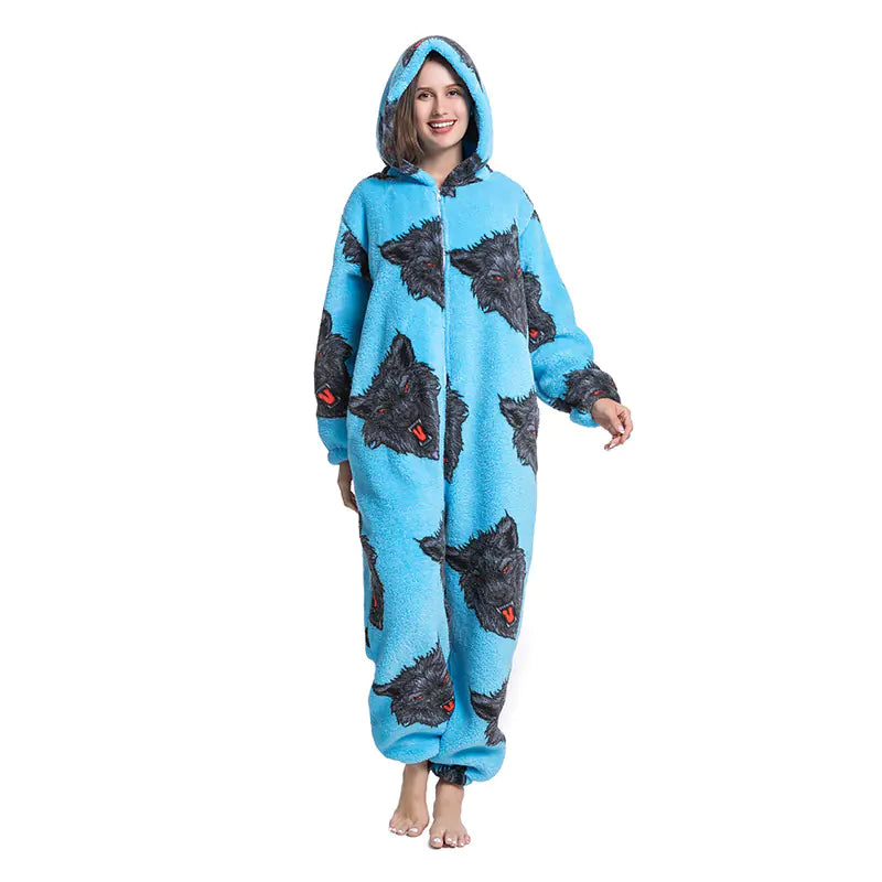 Cute Cartoon Animal Onesie Fleece Pajamas