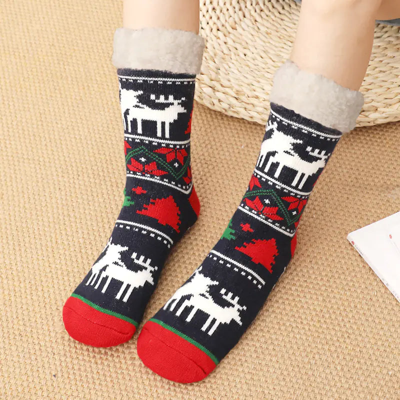 Winter Christmas Plush Coral Fleece Home Socks