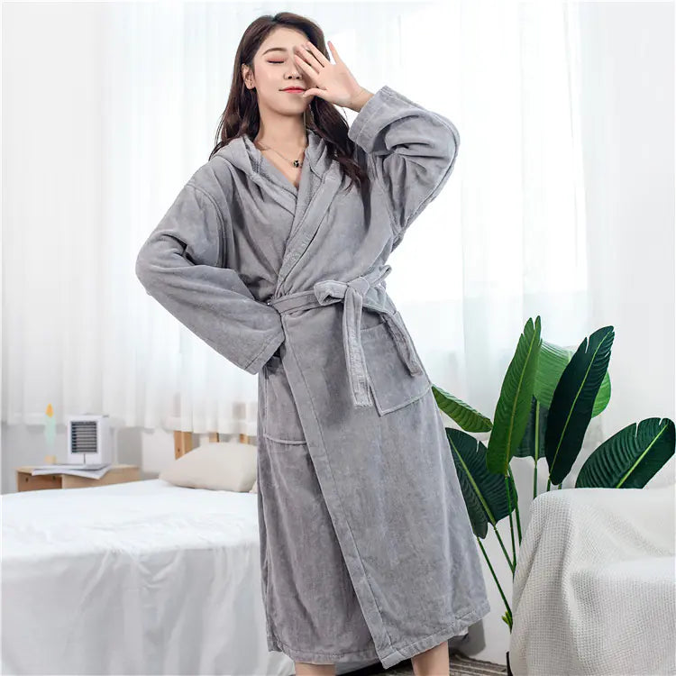 Unisex Luxury Cotton Bathrobe with Hood
