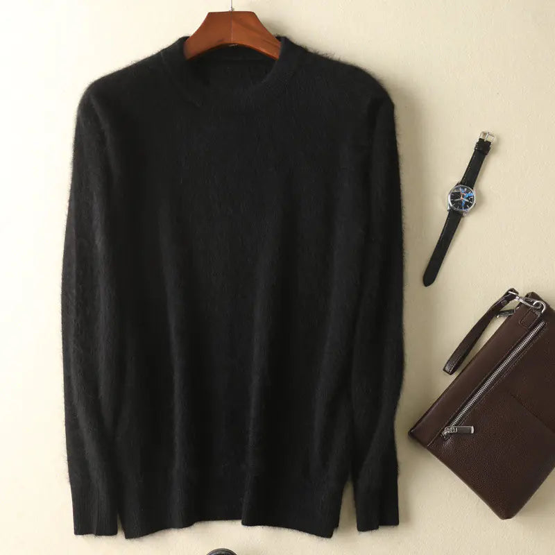 Men's Mink-Wool Round Neck Sweater