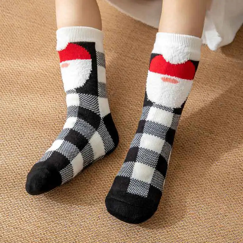 Winter Christmas Plush Coral Fleece Home Socks